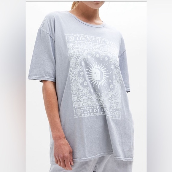 Ps / La Live By Sun Paisley Oversized Grey Graphic Short Sleeved Tee Shirt - Picture 2 of 11